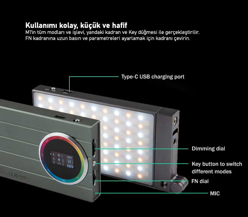 Godox M1 RGB Mini Mobil Video Işığı