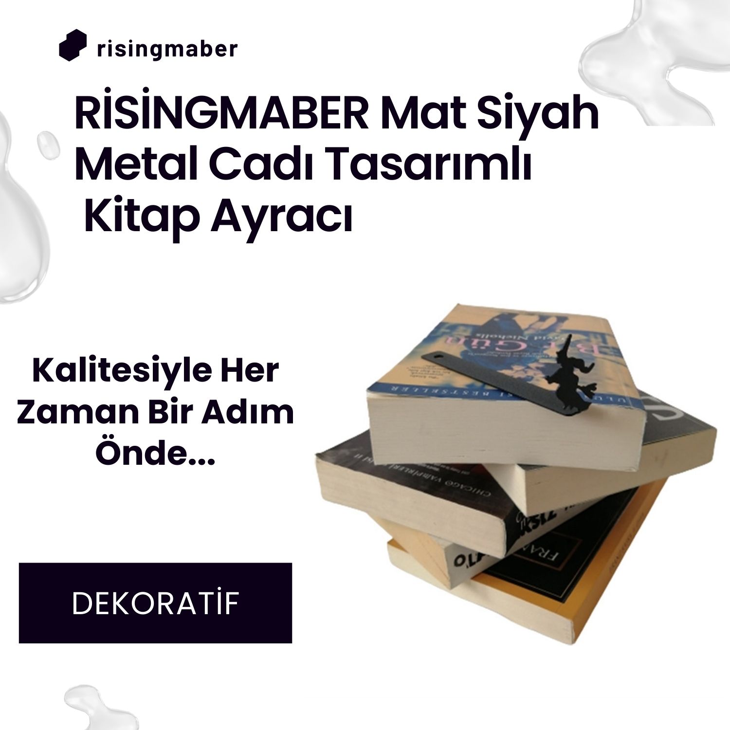 Risingmaber Mat Siyah Metal Cadı Tasarımlı Kitap Ayracı.