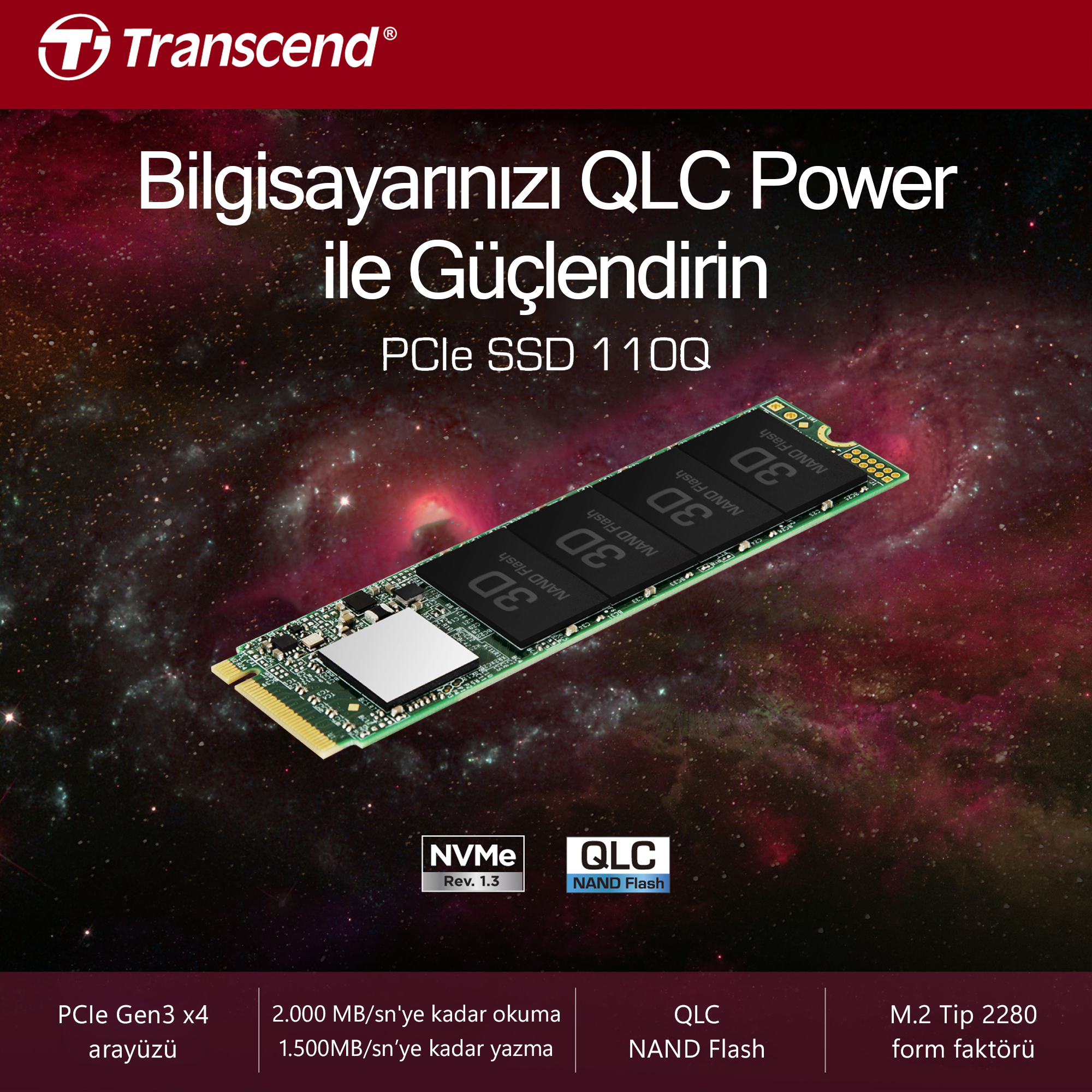 Transcend TS500GMTE110Q 500GB 1900/900MB/S Pcıe GEN3X4 Qlc Fiyatı