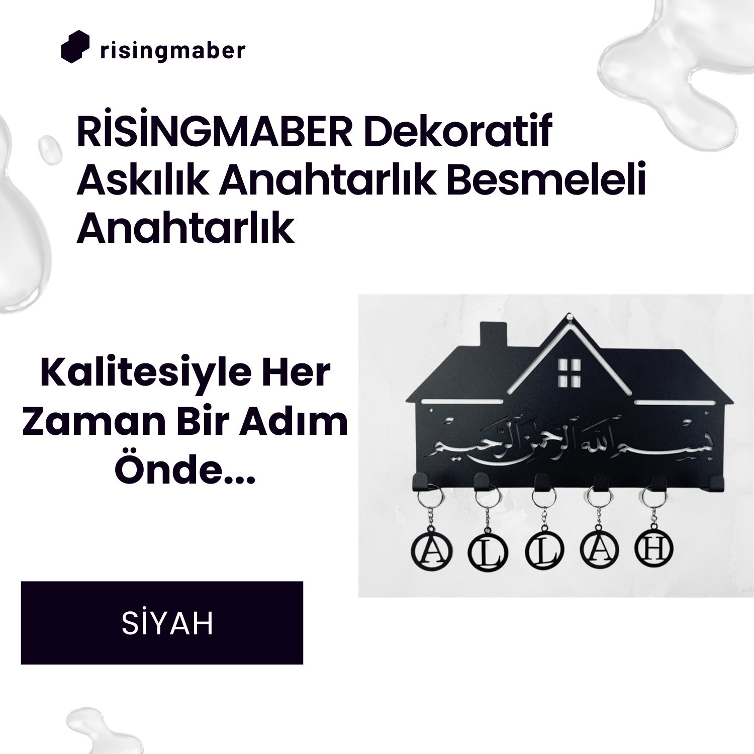 Risingmaber Dekoratif Askılık Anahtarlık Besmeleli Anahtarlık