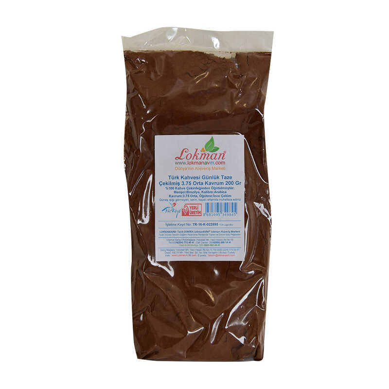 LOKMANAVM TÜRK KAHVESİ GÜNLÜK TAZE ÇEKİLMİŞ 3.75 ORTA KAVRUM 200 GR PAKET