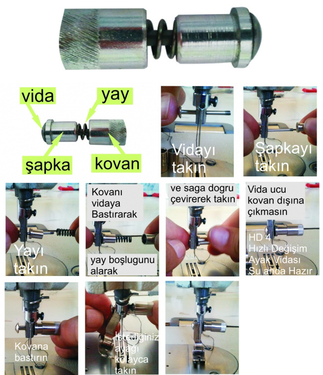 dikiş makinasında ayak değiştirme, pratik vida