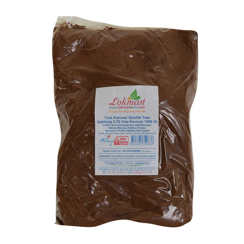 LOKMANAVM TÜRK KAHVESİ GÜNLÜK TAZE ÇEKİLMİŞ 3.75 ORTA KAVRUM 1000 GR PAKET
