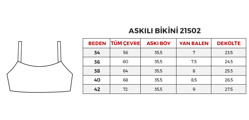 halter Bikini üst Beden Tablosu