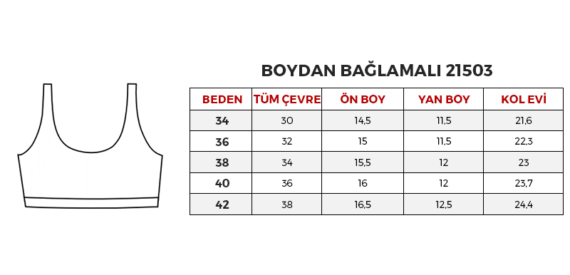 u yaka bralet Bikini üst Beden Tablosu