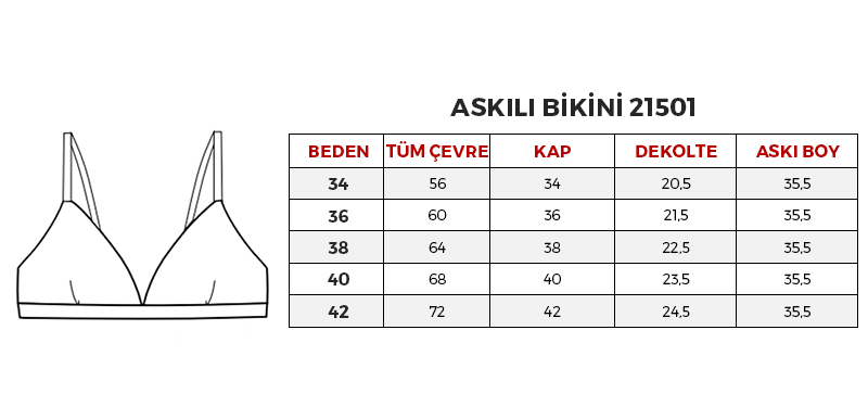 askılı Bikini üst Beden Tablosu