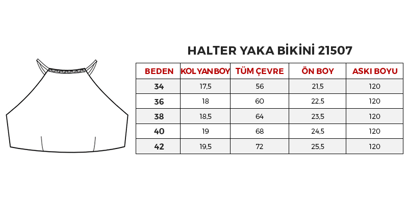 halter Bikini üst Beden Tablosu