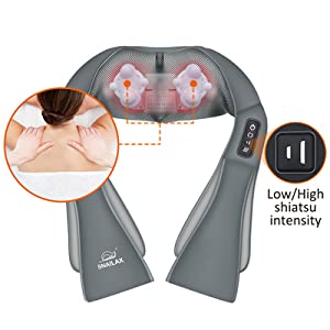 Boyun ve Sırt Masaj Aleti, seçenekler için 2 seviyeli shiatsu yoğunluğu 