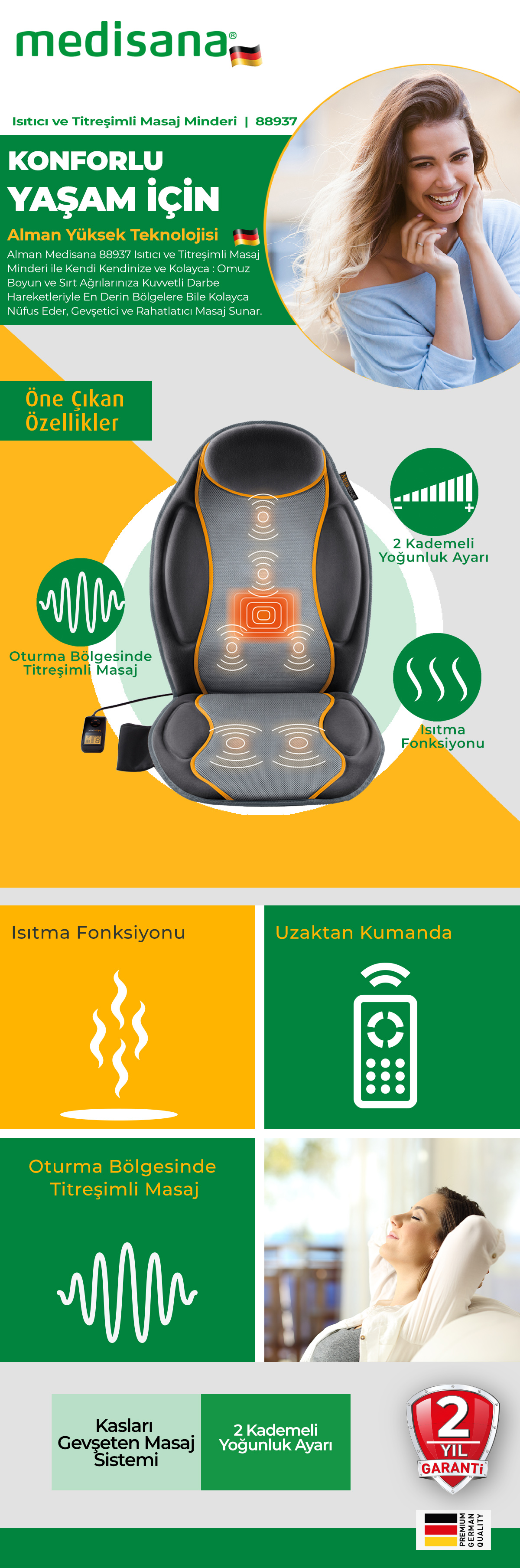 Isıtıcılı ve Titreşimli Masaj Minderi