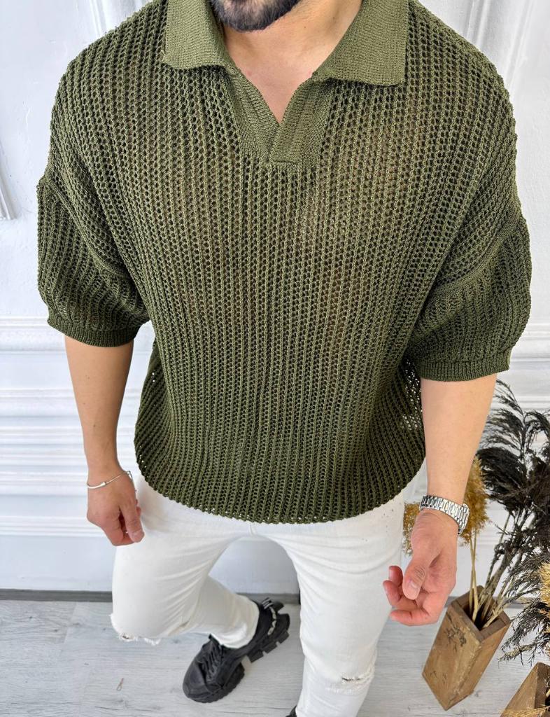 Tişört Triko Örme Tshirt Nefes Alabilen Oversize T-Shirt