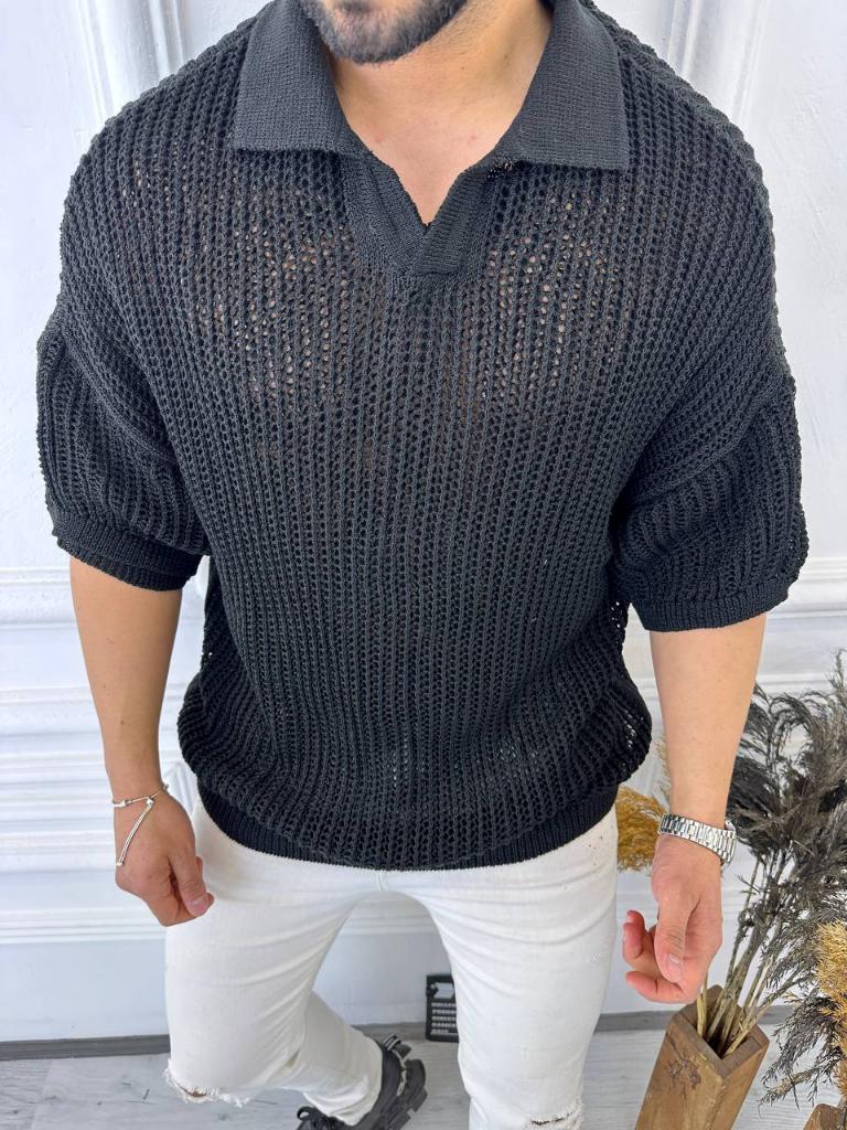 Tişört Triko Örme Tshirt Nefes Alabilen Oversize T-Shirt