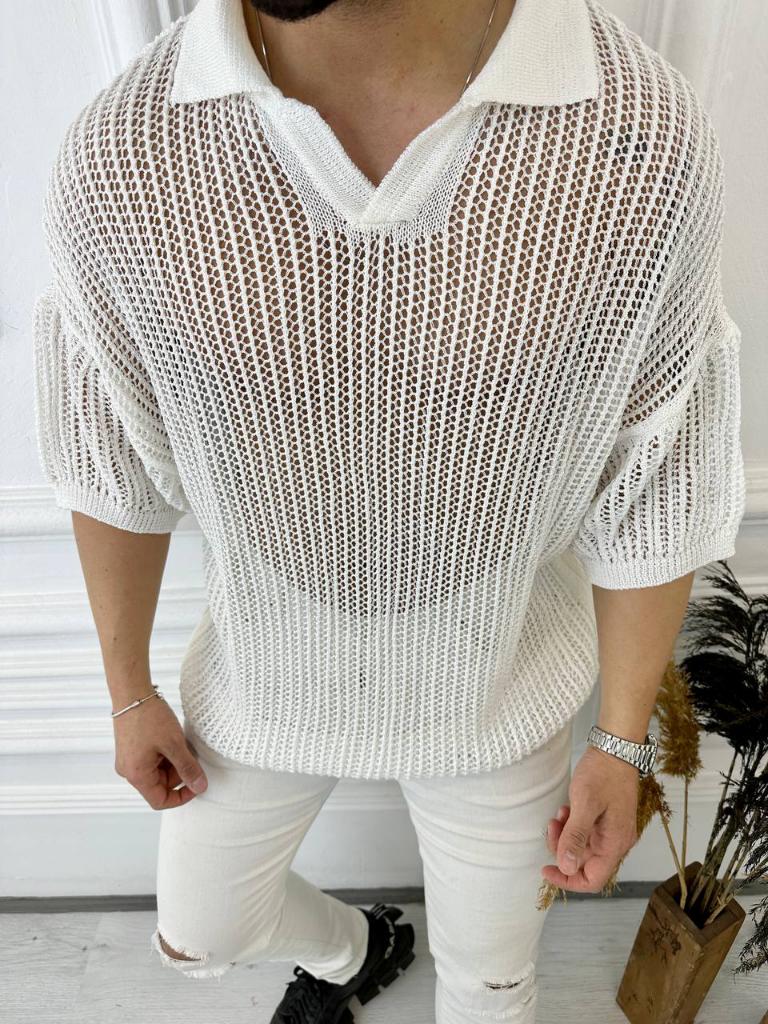 Tişört Triko Örme Tshirt Nefes Alabilen Oversize T-Shirt