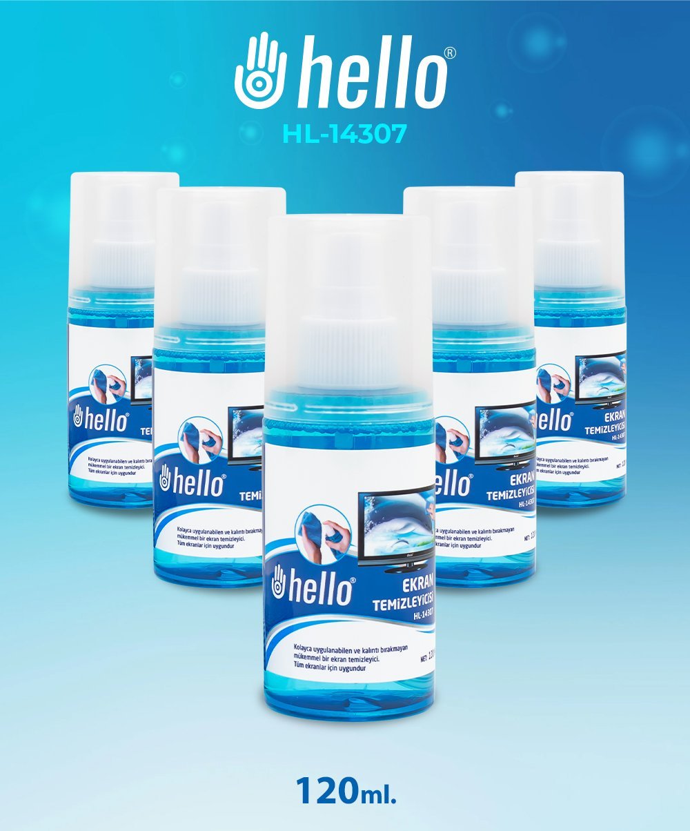 Hello HL-14307 Sprey + Mikrofiber Bez 120 Ml. Lcd Ekran Temizleme Seti 