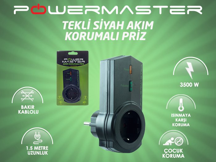 Powermaster PM-16621 Akım korumalı priz