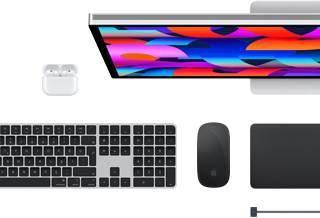 Mac aksesuarları: AirPods, Studio Display, Magic Keyboard, Magic Mouse, Magic Trackpad, MagSafe şarj kablosu
