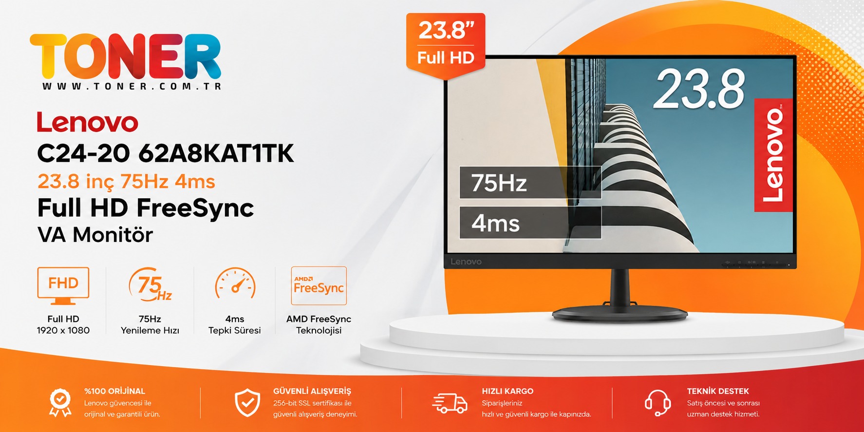 Lenovo Ev ve Ofis Tipi Monitör