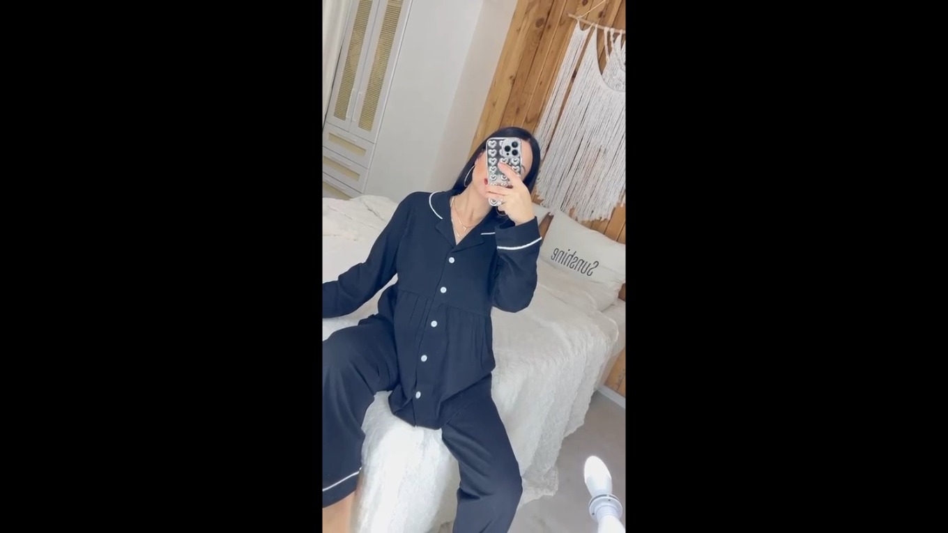 Siyah Renk Hamile Lohusa Pijama Takımı