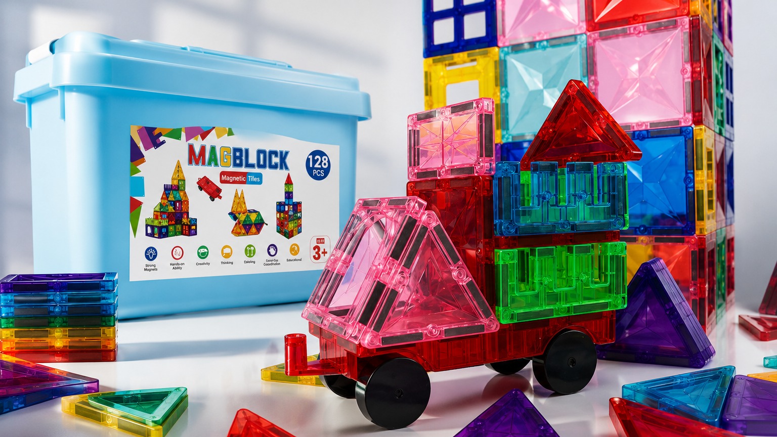 128 Parça Manyetik Yapı Blokları - Yeni İçerik