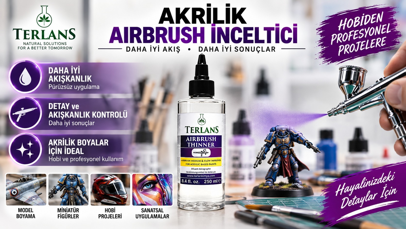 Airbrush akrilik boya inceltme Akışkanlık kontrolü