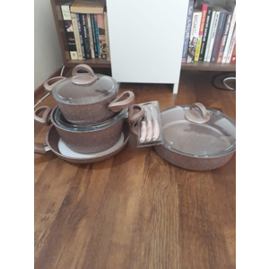 Emsan Premium Granit 7 Parca Golden Pink Tencere Seti Fiyati