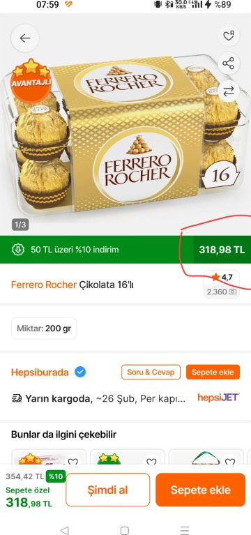 Ferrero Rocher Çikolata 16'lı