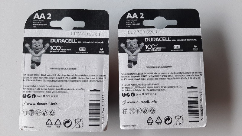 Duracell Şarj Edilebilir AA Kalem Pil 2500 mAh 2'li Paket
