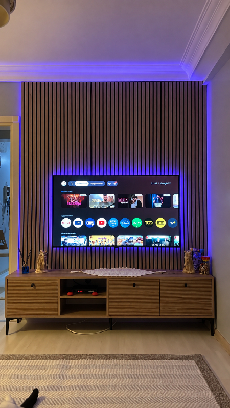 Akupanel Akustik Ahşap Duvar Paneli 60 x 245 cm Meşe Renk MDF Malzeme ile Modern Tasarım