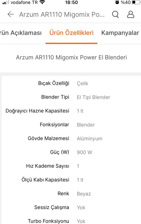 Arzum AR1110 Migomix Power El Blenderi