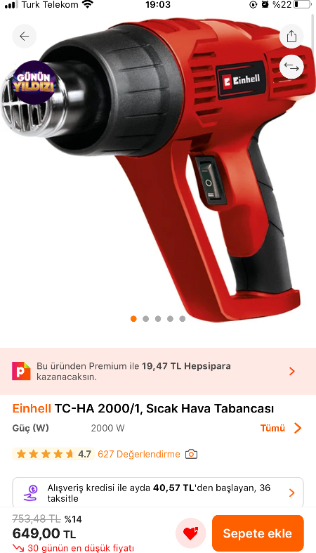 Einhell TC-HA 2000/1, Sıcak Hava Tabancası