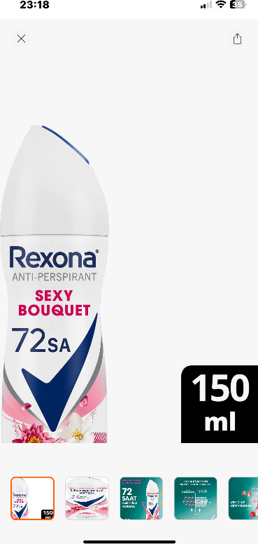 Rexona Kadın Sprey Deodorant Sexy Bouquet 72 Saat Kesintisiz Üstün Koruma 150 ml