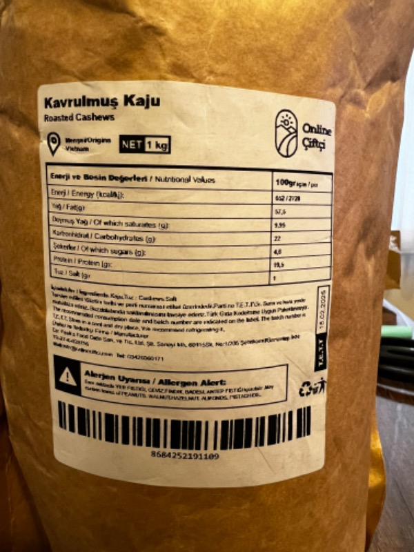 Kavrulmuş Kaju 1 kg