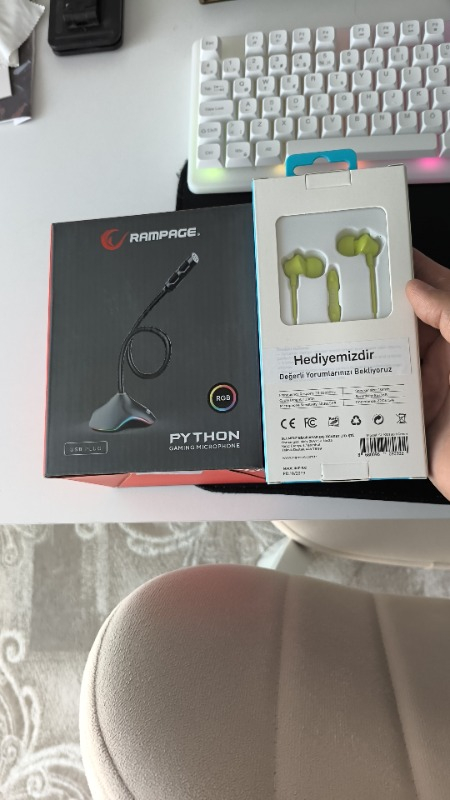 Rampage Rmx-M7 Python Siyah USB Rgb Ledli Gaming Mikrofon