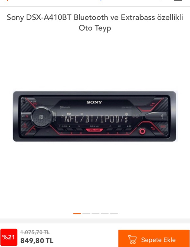 Sony DSX-A410BT Bluetooth ve Extrabass özellikli Oto Teyp