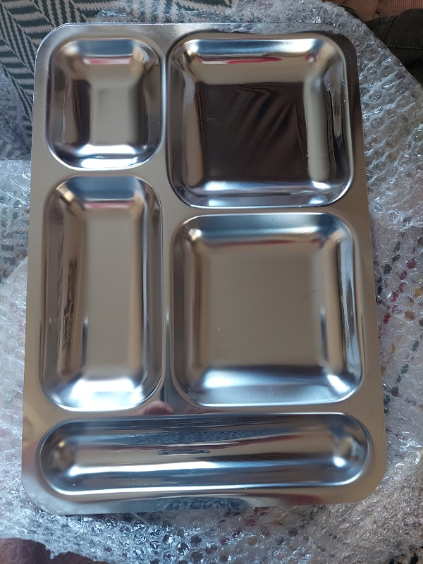 BAYDURSAN PASLANMAZ ÇELİK TABLDOT, KALIN PARLAK ÇELİK SELF SERVİS YEMEK TABAĞI