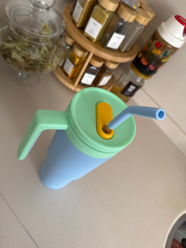 Tantitoni 020-01-MAVİ Pipetli Paslanmaz Çelik Termos Bardak 1.2l