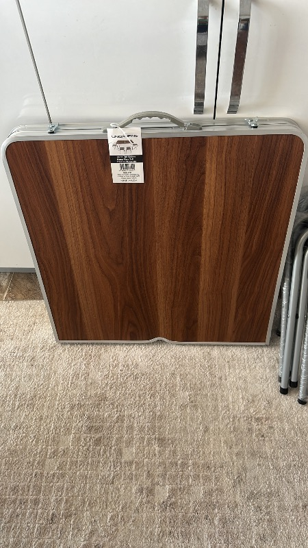 Uniqamping Çanta Tipi 4 Tabureli Katlanır Kamp Masa Seti - Ahşap Desen