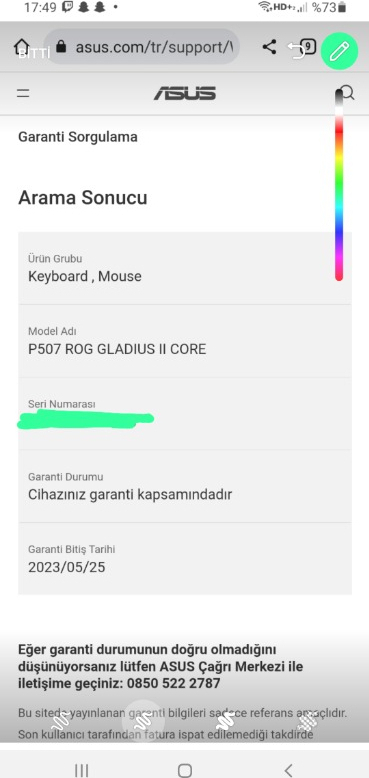 Asus P507 ROG Gladius II Core Aura Sync RGB Oyuncu Mouse