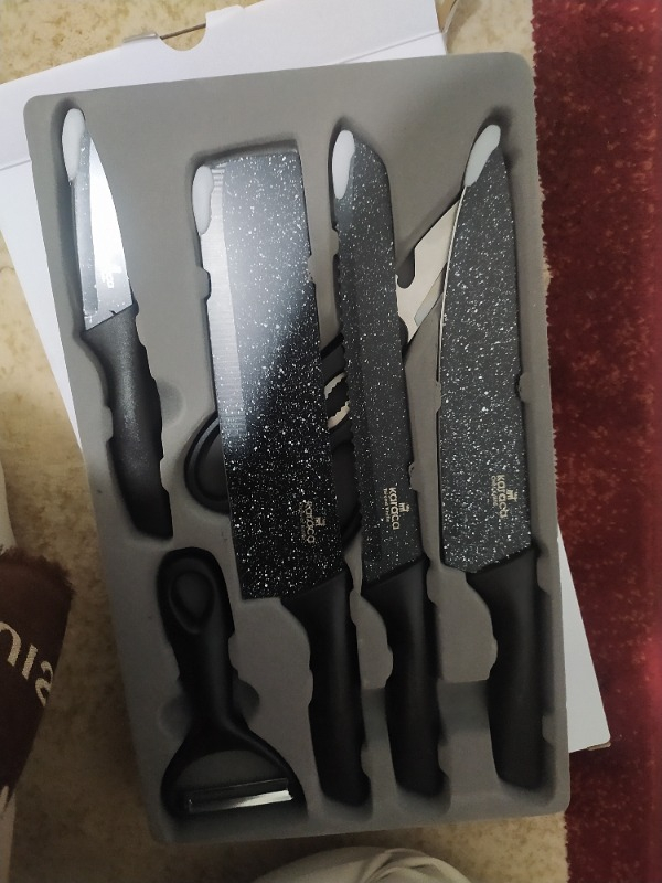 Karaca Black Stone 6 Parça Makas ve Soyacaklı Bıçak Seti