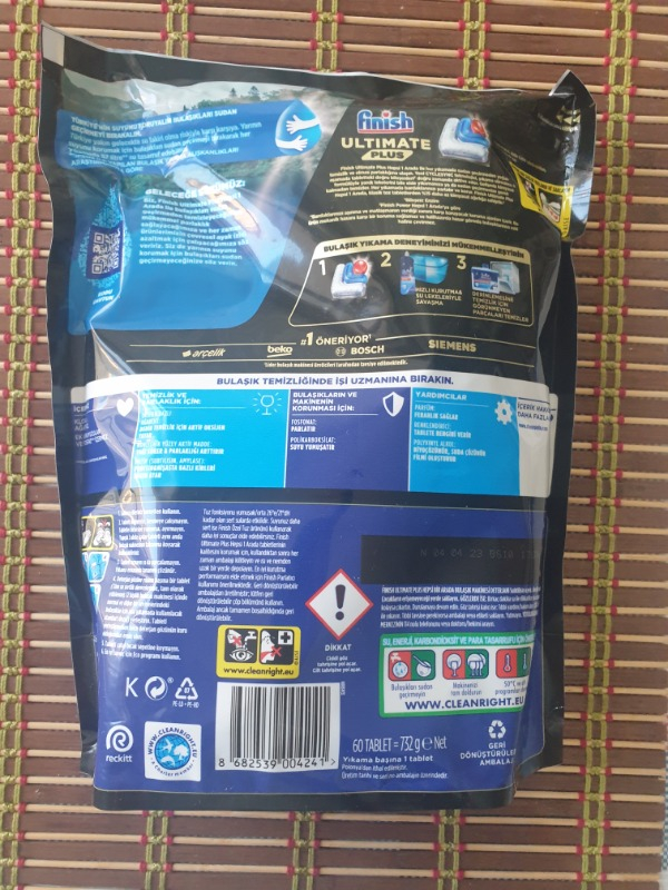 Finish Ultimate Plus 60 Kapsül  Bulaşık Makinesi Deterjanı Tableti (1 x 60 Kapsül)