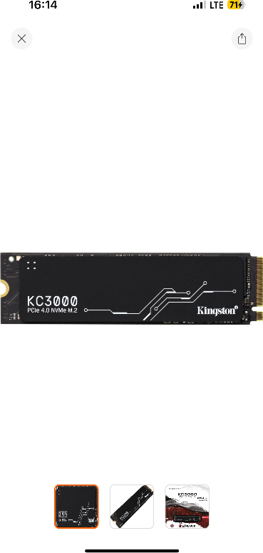 Kingston KC3000 1TB 7000MB/S - 6000MB/S SSD
