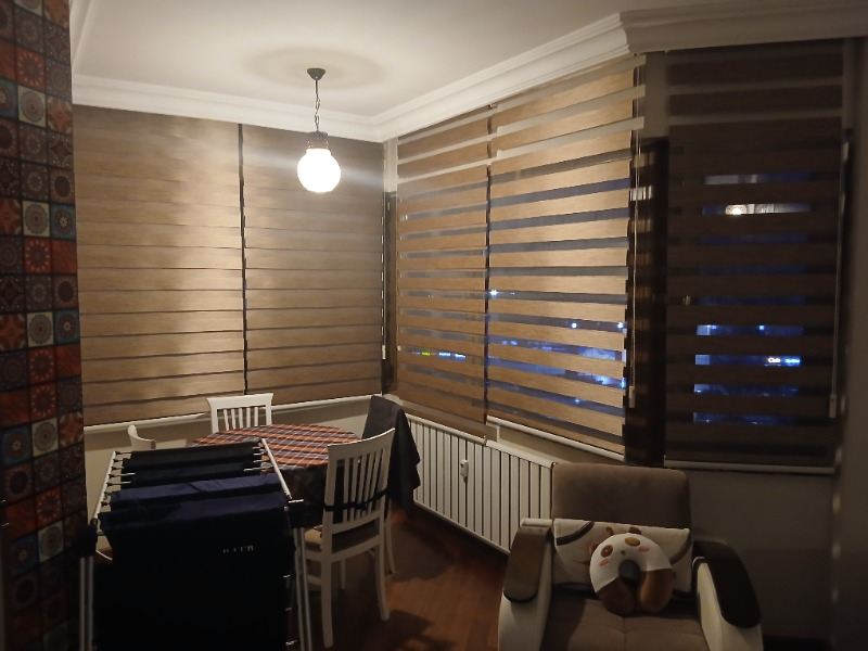 Donatti Perde Bambu Zebra Stor Güneşlik Perde Kahverengi