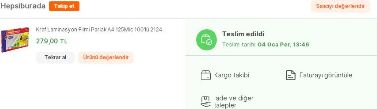 Kraf Laminasyon Filmi Parlak A4 125Mic 100'lü 2124