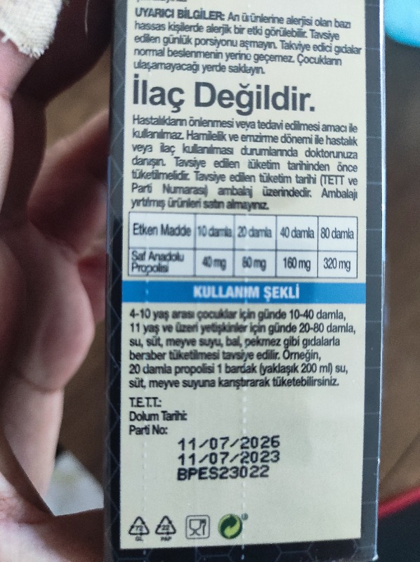 BEE'O 3 adet 20 ml Suda Çözünür Propolis Damla 3x20 ml