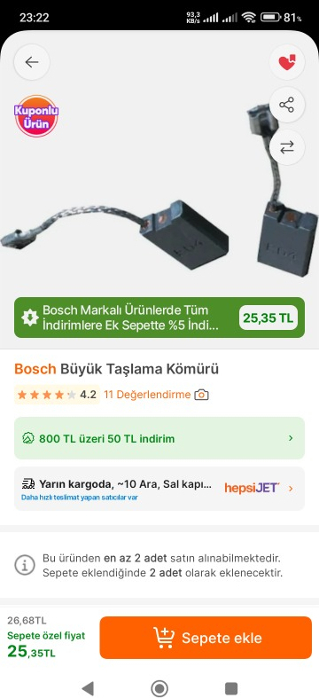 Bosch Büyük Taşlama Kömürü
