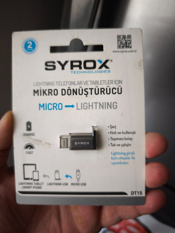 Syrox DT15 Micro USB Lightning Dönüştürücü Apple iPhone Uyumlu Data ve Şarj Kablosu