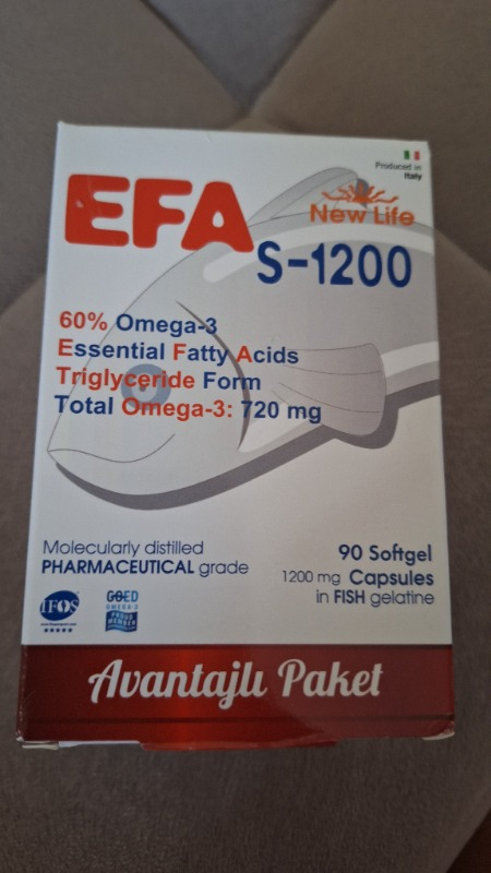 New Life Efa S-1200 Mg 90 Kapsül Omega-3 İçeren Balık Yağı Takviyesi Trigliserit Form