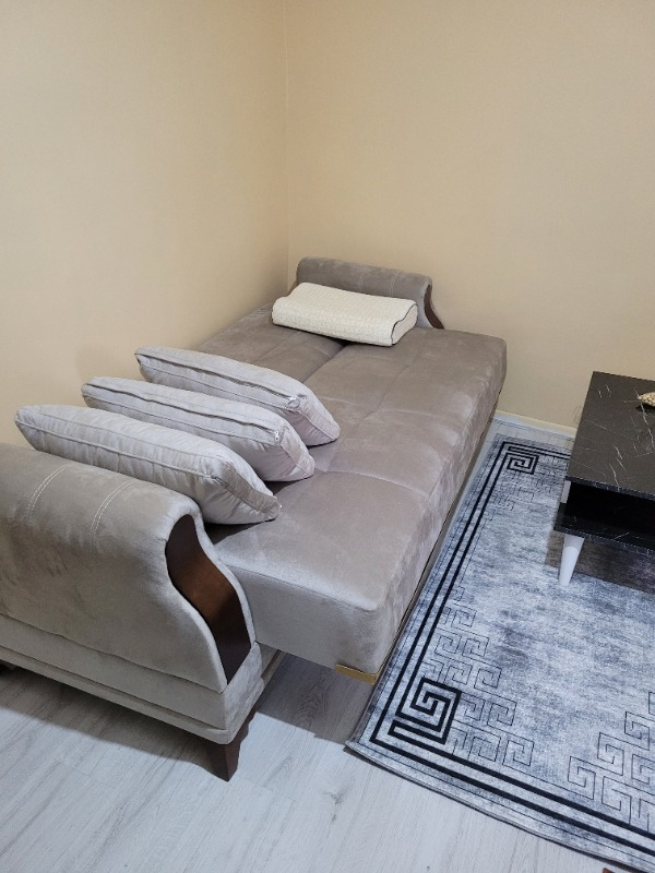 Eymense Linda Çekyatlı Antrasit Üçlü Kanepe Çekyat