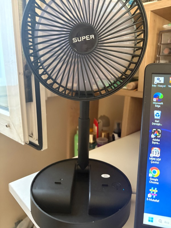 Robeve Masaüstü Vantilatör Şarjlı Vantilatör Yükselebilen Fan Vantilatör Soğutucu Fan Klima Serinletici Fan 3 Kademeli Hız Ayarı Vantilatör