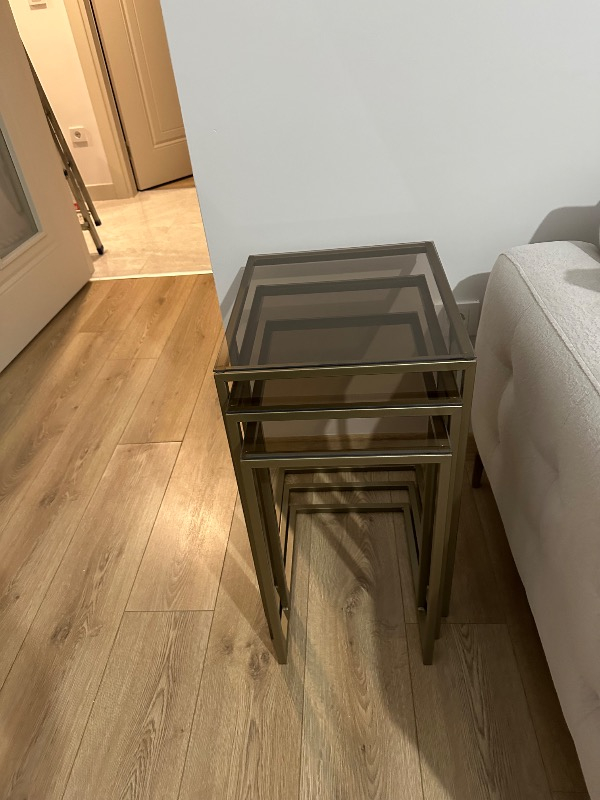 Dekoport Mira Zigon Sehpa Bronz Eskitme Rengi Metal Yuvarlak Modern Tasarım 55 cm