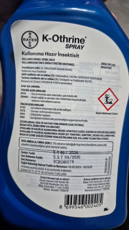 Bayer K-Othrine Al Böcek Ilacı 1 lt